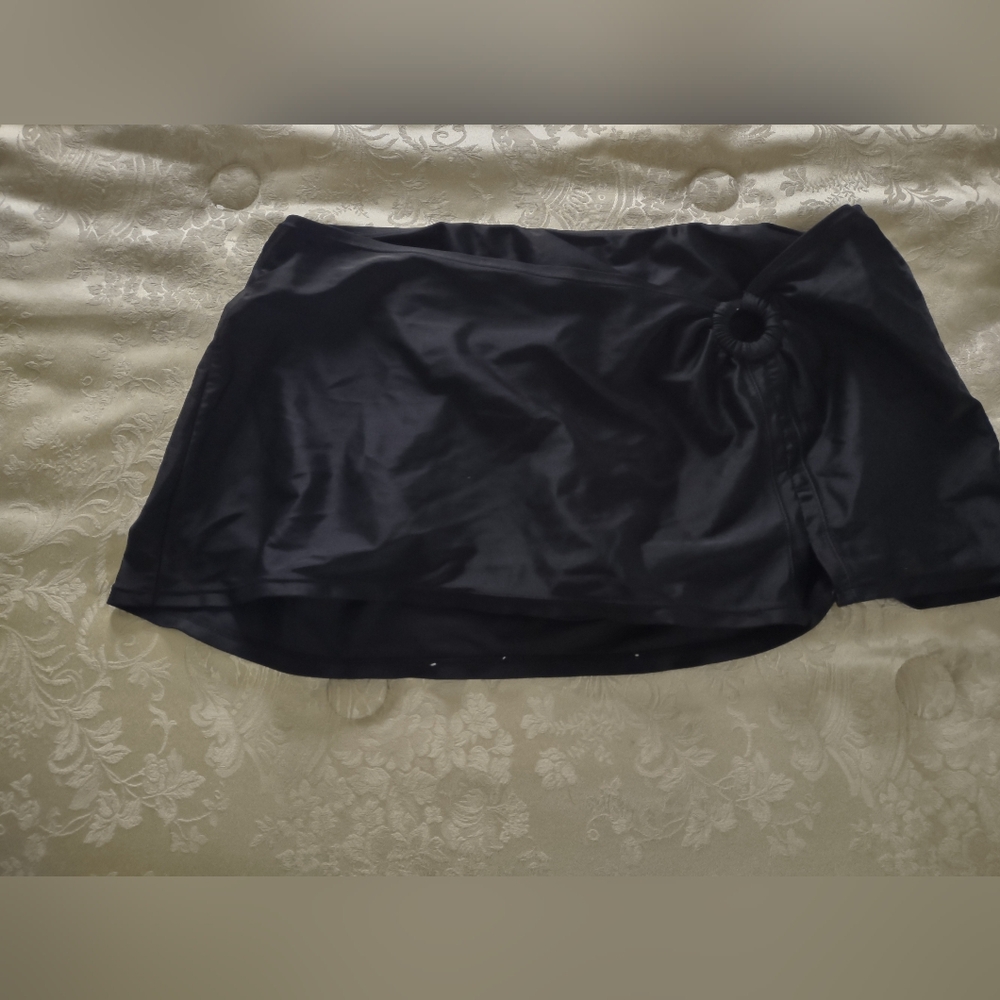 Black Satin Swim Skirt